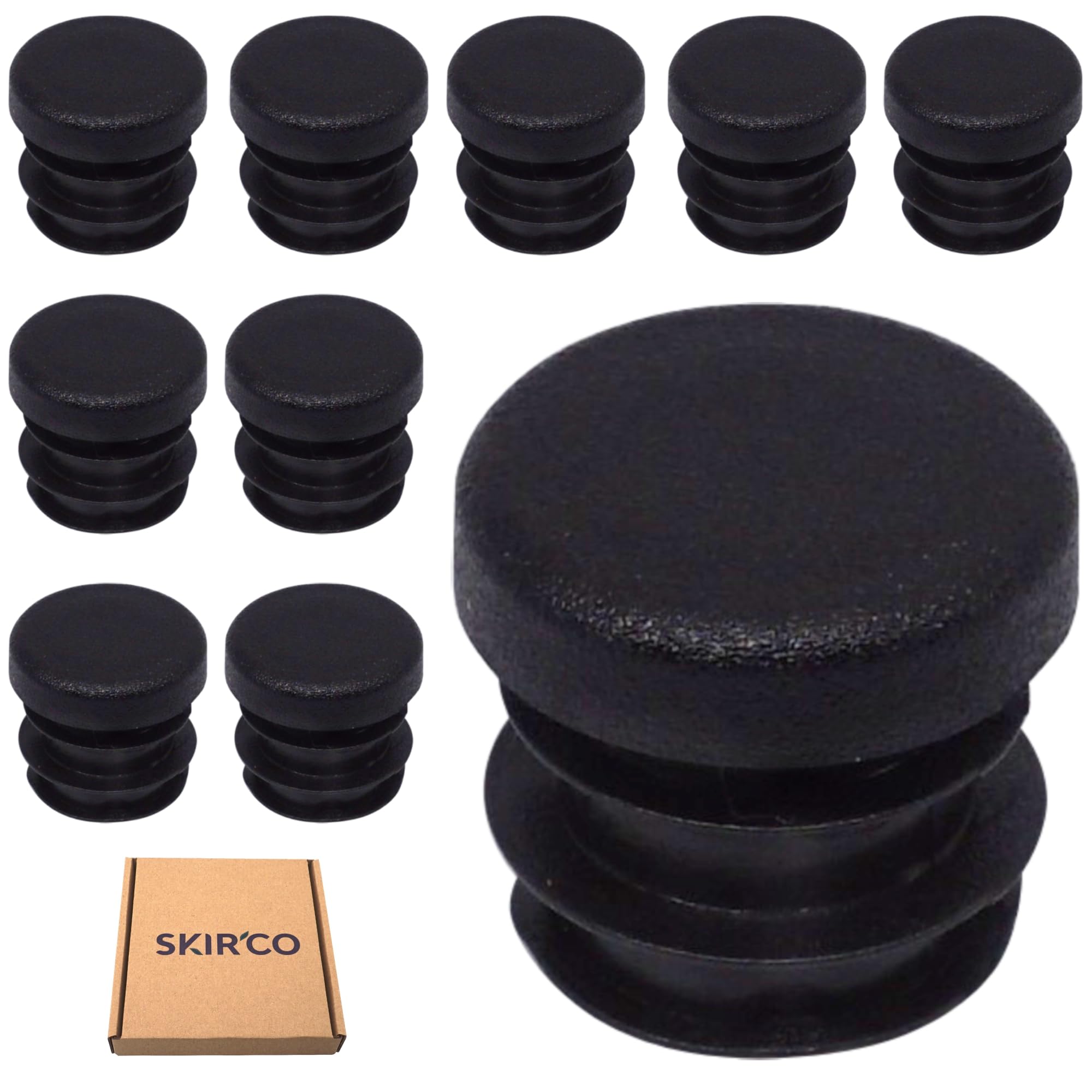SKIR'CO (10 pcs) Round Tube Inserts 14 mm, Fence Post Plugs, Black Plastic Tube End Caps, Pipe Plugs, Black RAL 9005 - Image 2