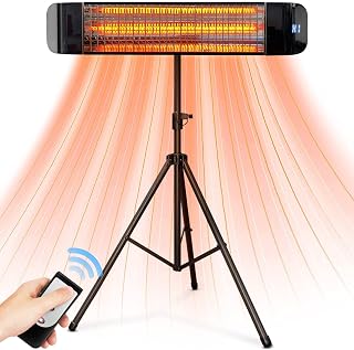 Paraheeter 1500W Infrared Patio Heater: Electric Outdoor/Indoor Wall-Mounted, Ceiling or Tripod, Weatherproof IP65, CSA Certified