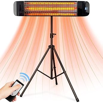 Wave 1500W Carbon Infrared Heater - Wall-Mounted & Freestanding with Remote - Quiet & Weatherproof for Indoor/Outdoor Use - Experience Next-Level, Efficient Heating