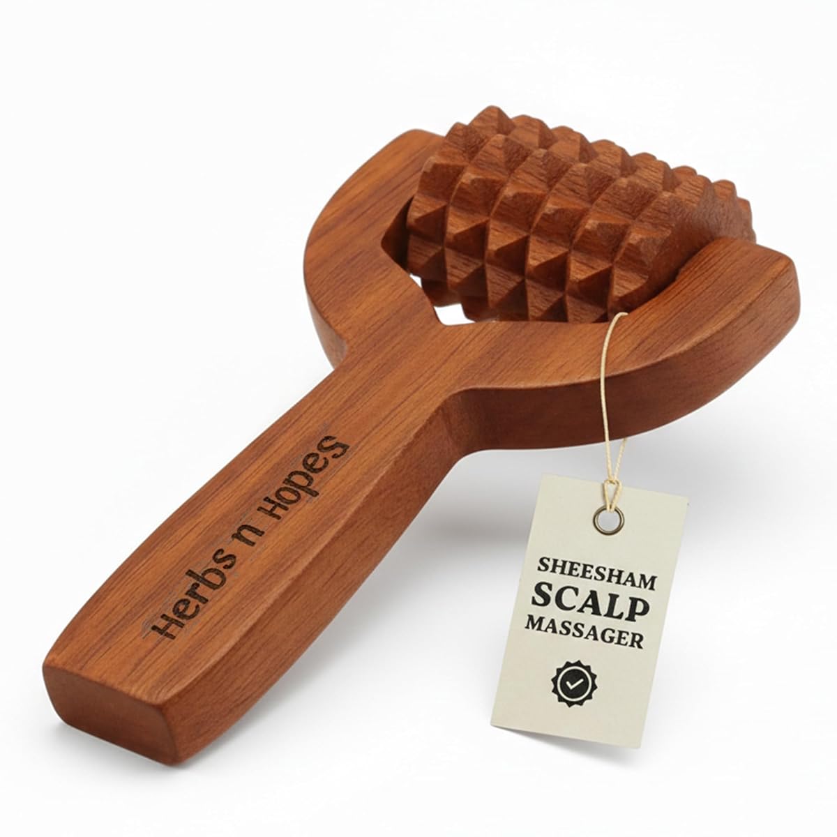 Herbs 'n' Hopes Wooden Hair Growth Roller | Manual Head & Scalp Massager