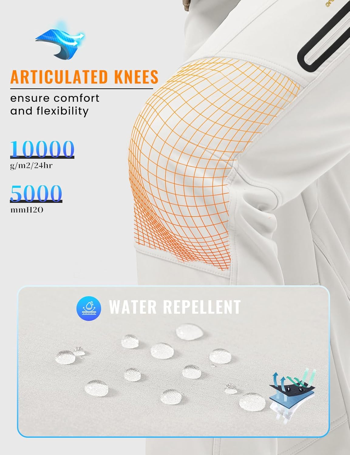 Rdruko Men's Snow Pants Waterproof Insulated Winter Hiking Pants Snowboard Fleece Lined Softshell Ski Pants - Image 4