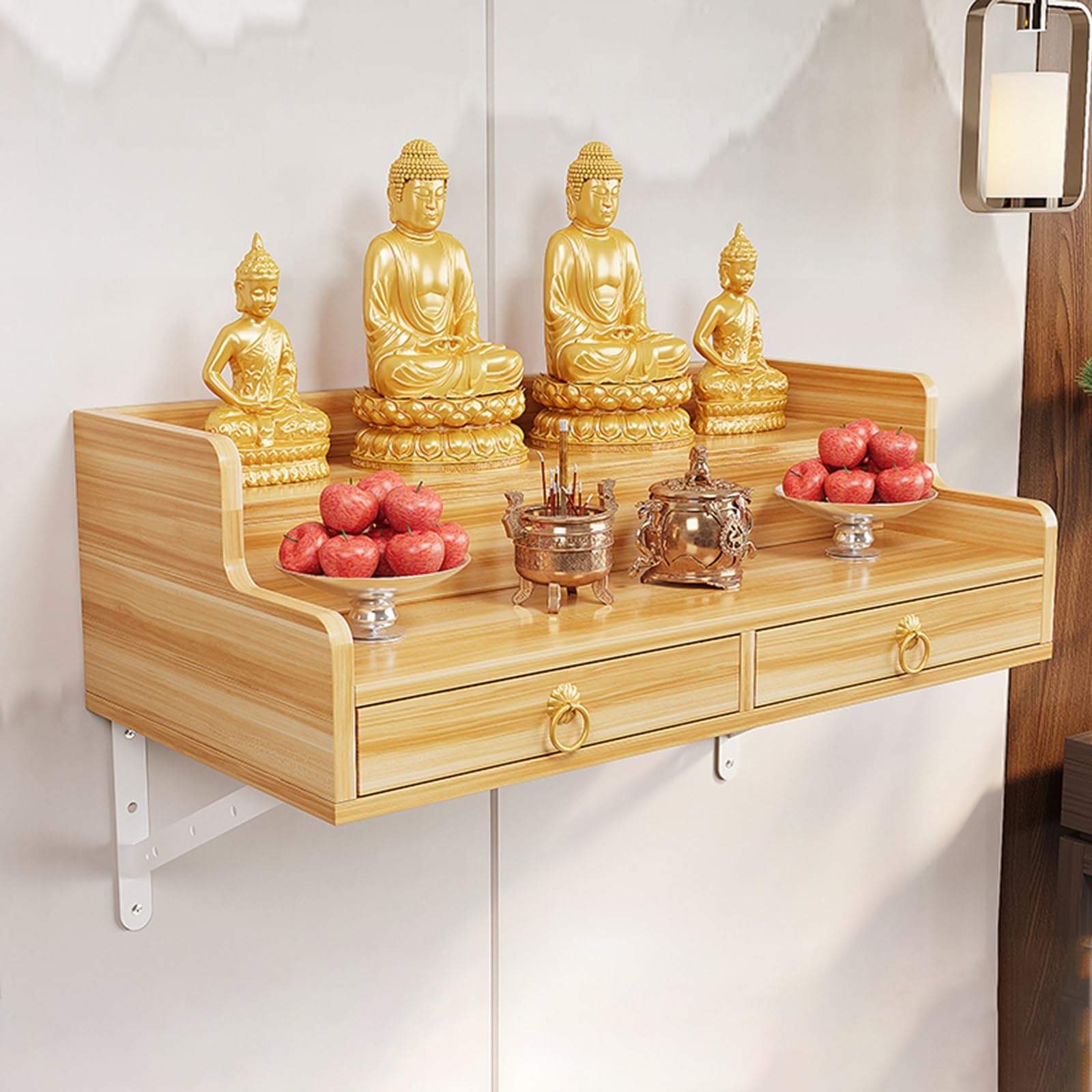 Table sacrificielle murale haut de gamme avec armoire pooja intégrée