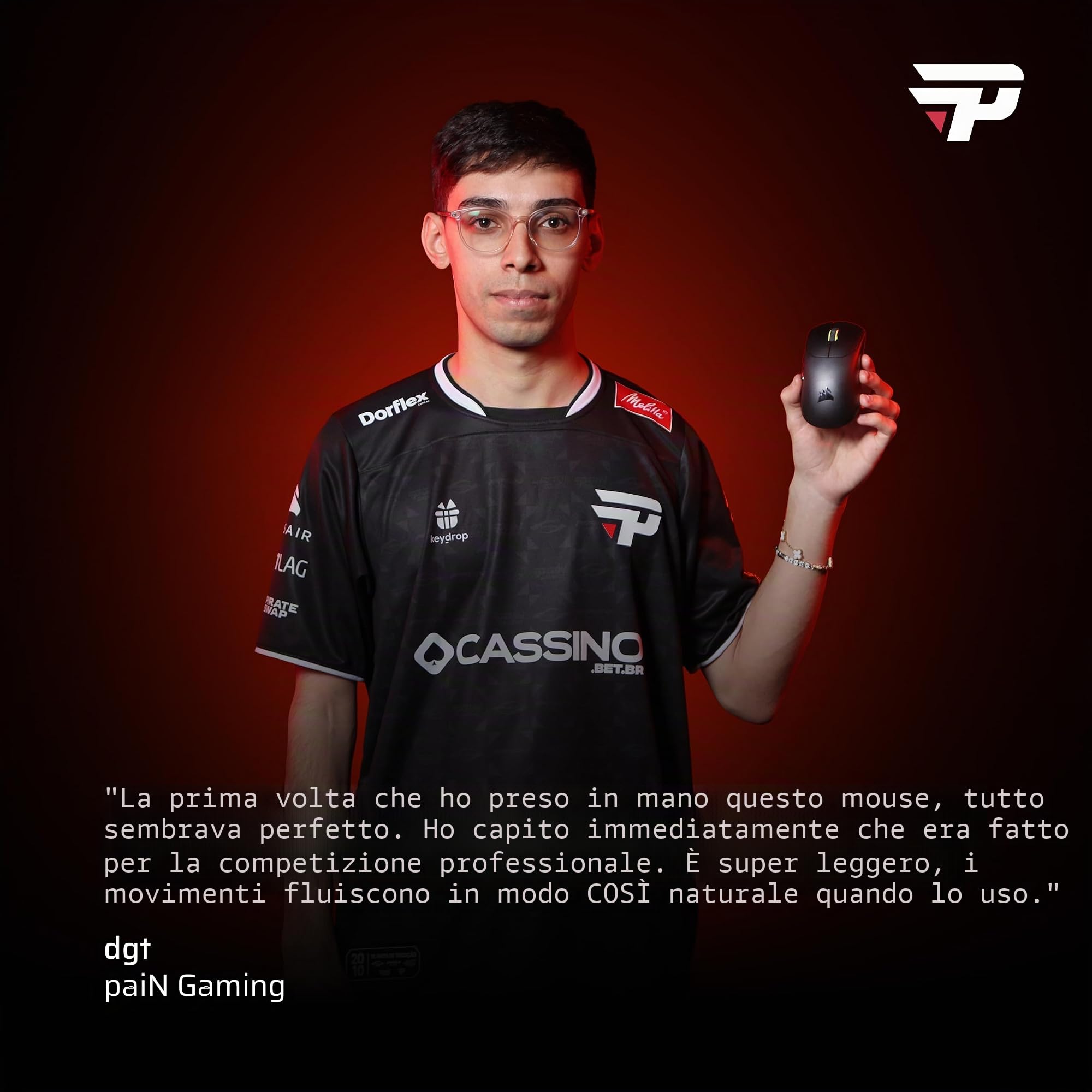 Corsair Sabre v2 PRO - Mouse da gioco wireless ultra leggero FPS, 33.000 DPI, peso 36 g, funzione Hyper-Polling 8000Hz, interruttori meccanici, durata della batteria wireless fino a 70 ore