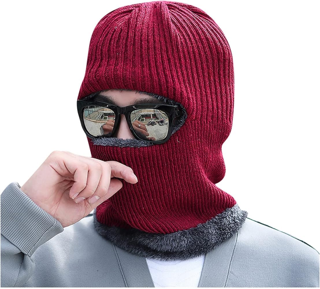 Snow Proof Inside Fur Wool Unisex Monkey Beanie Cap Hat | Breathable Knit Thick Fleece Lined Foldable Use as Skull Woolen Winter Caps Hat Men & Women | Motorcycle Balaclava | Freesize-image-39