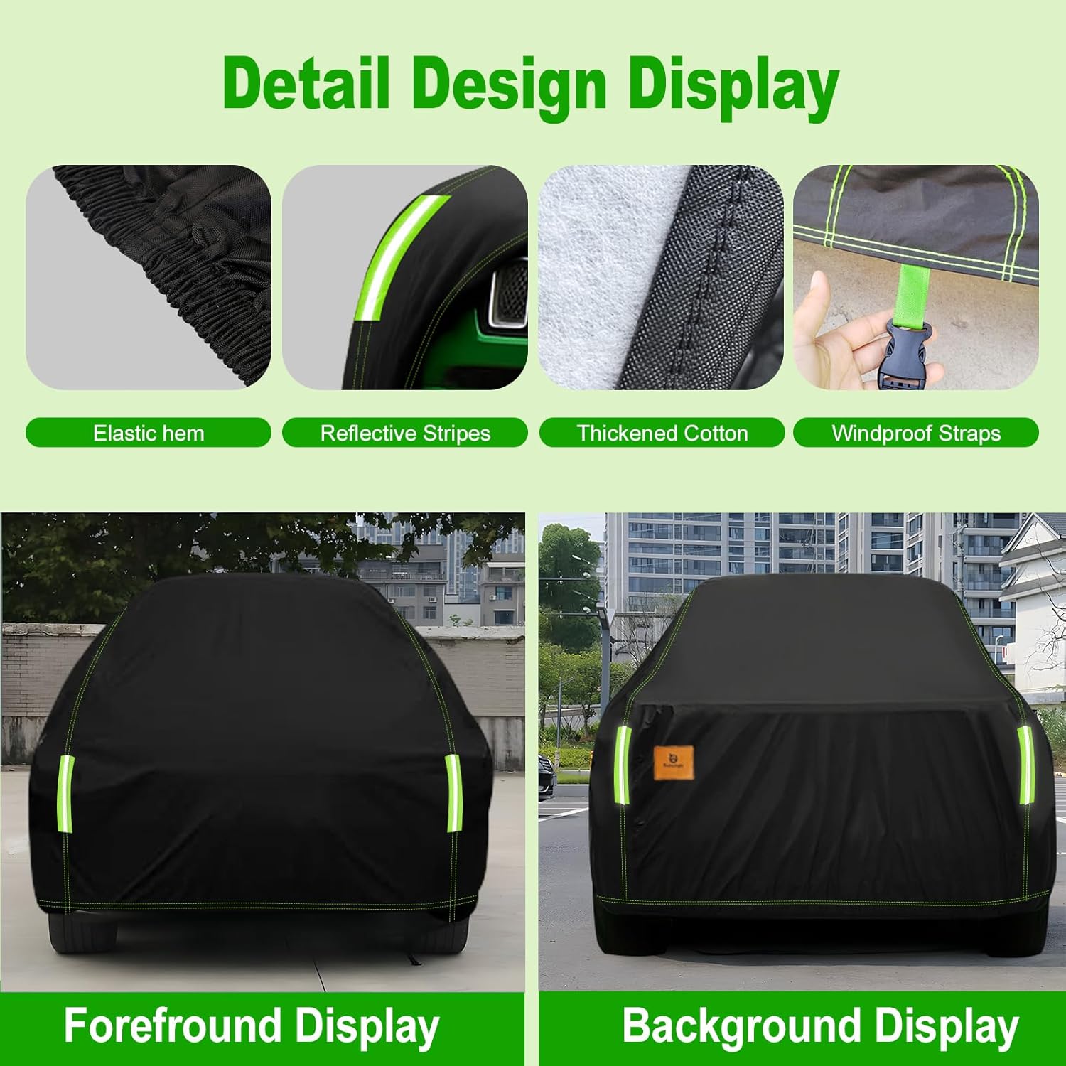 SUV Car Cover Custom Fit for Toyota Highlander 2013-2025 & 100% Waterproof with Zipper Door & Side Mirror Zipper Pockets All Weather Snowproof Rain Dust Hail UV Protection Outdoor Full Cover