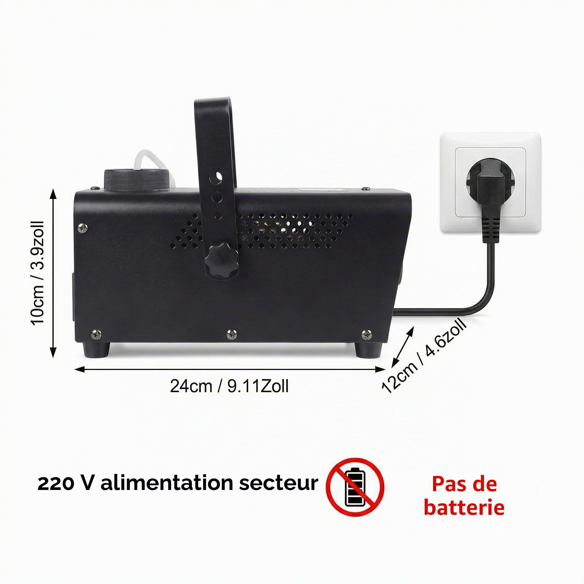 Machine à Fumée 500W avec 8 LED RGB, Mini Fog Machine avec Pédale de Commande 3m & 2 Télécommandes, Automatique pour Halloween, Soirée, DJ, Scène & Mariage