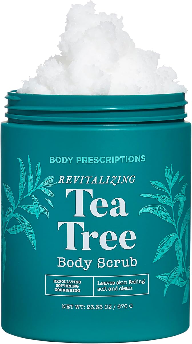 Body Prescriptions Exfoliating Body Scrub – Body Cleanser for Nourished, Ultra-Smooth Skin, Tea Tree