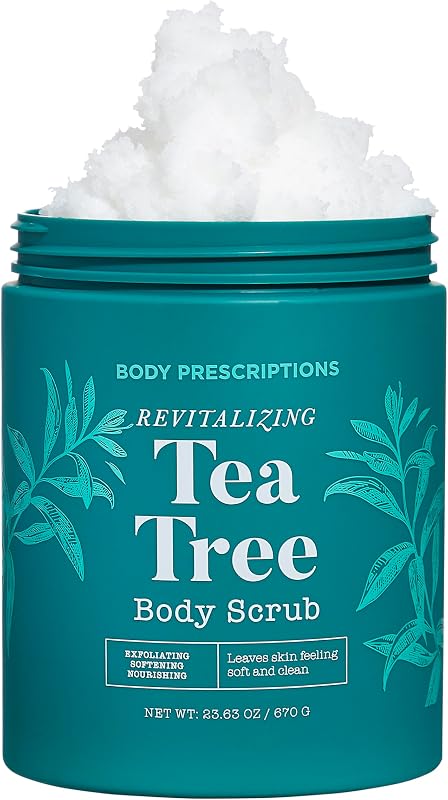 Body Prescriptions Exfoliating Body Scrub – Body Cleanser for Nourished, Ultra-Smooth Skin, Tea Tree