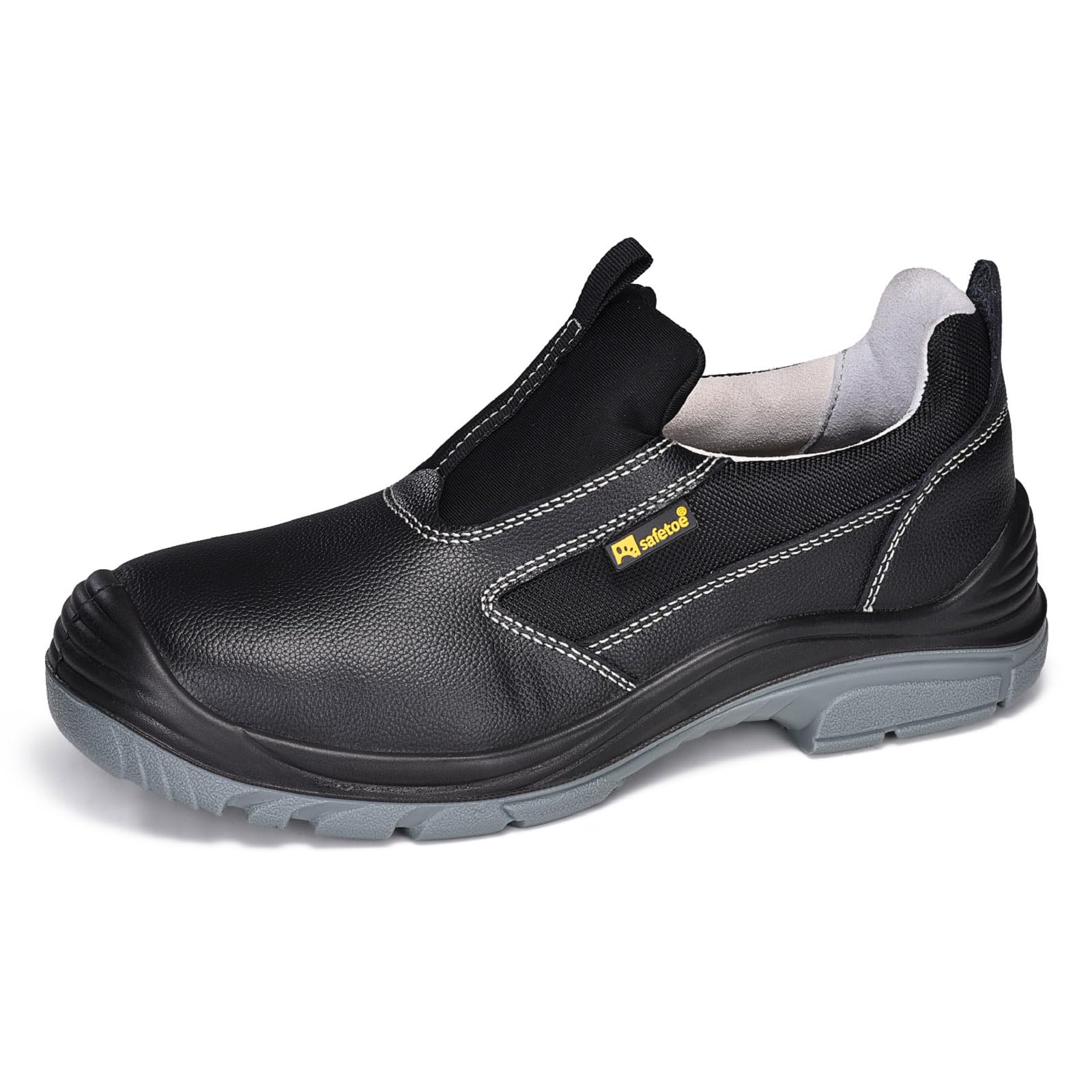 Men's Slip On Work Shoes Low Height Composite Toe Cow Leather Safety Shoes Lightweight Comfortable Sneakers for Industrial-image-26