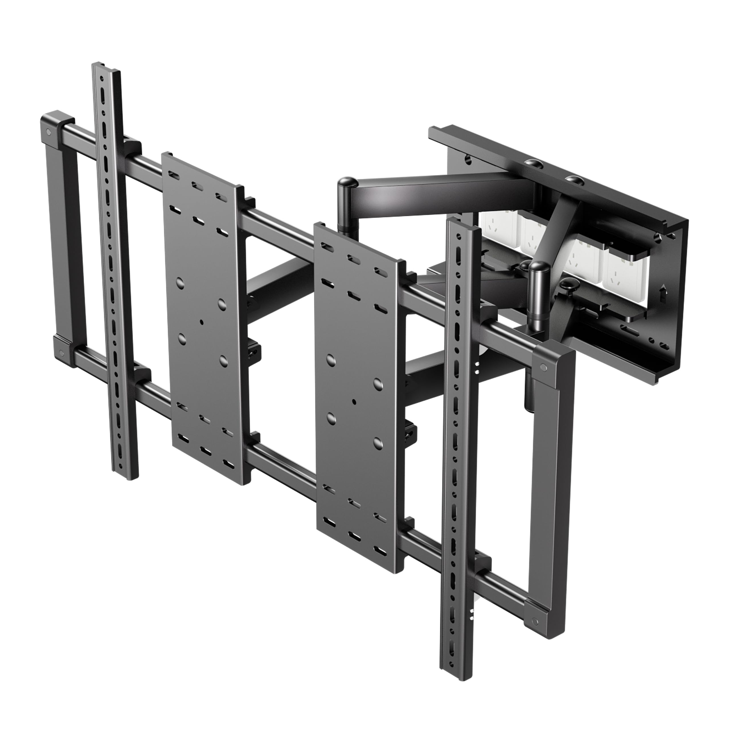 Supporto TV Parete 50-120 Pollici fino a 110kg, Staffa TV Inclinazione, Rotazione, Girevole, Estensione, livellamento, Supporto TV Doppio Braccio Articolato, Preassemblato Max VESA 1000x600