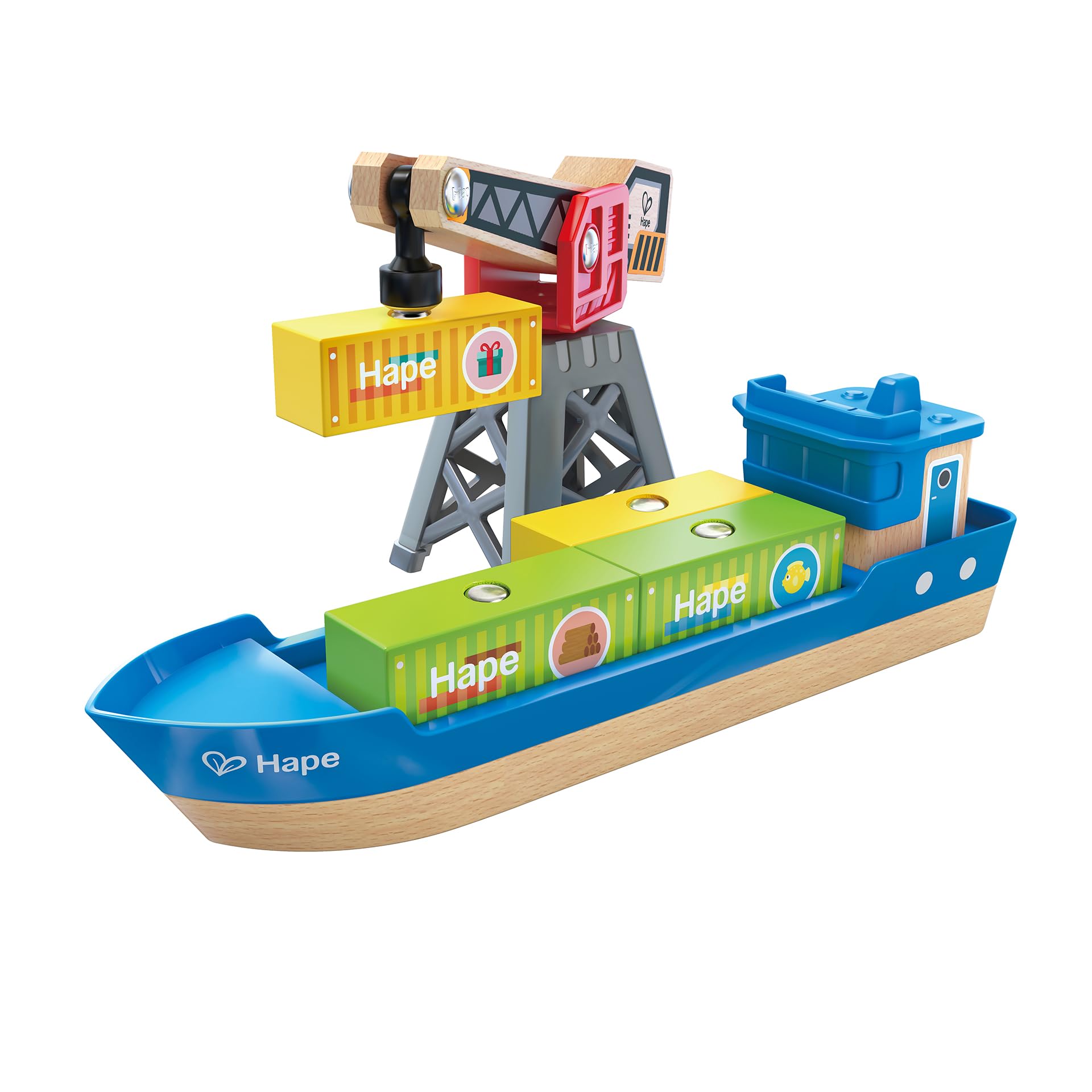 Hape Bateau Cargo avec Grue Magnétique