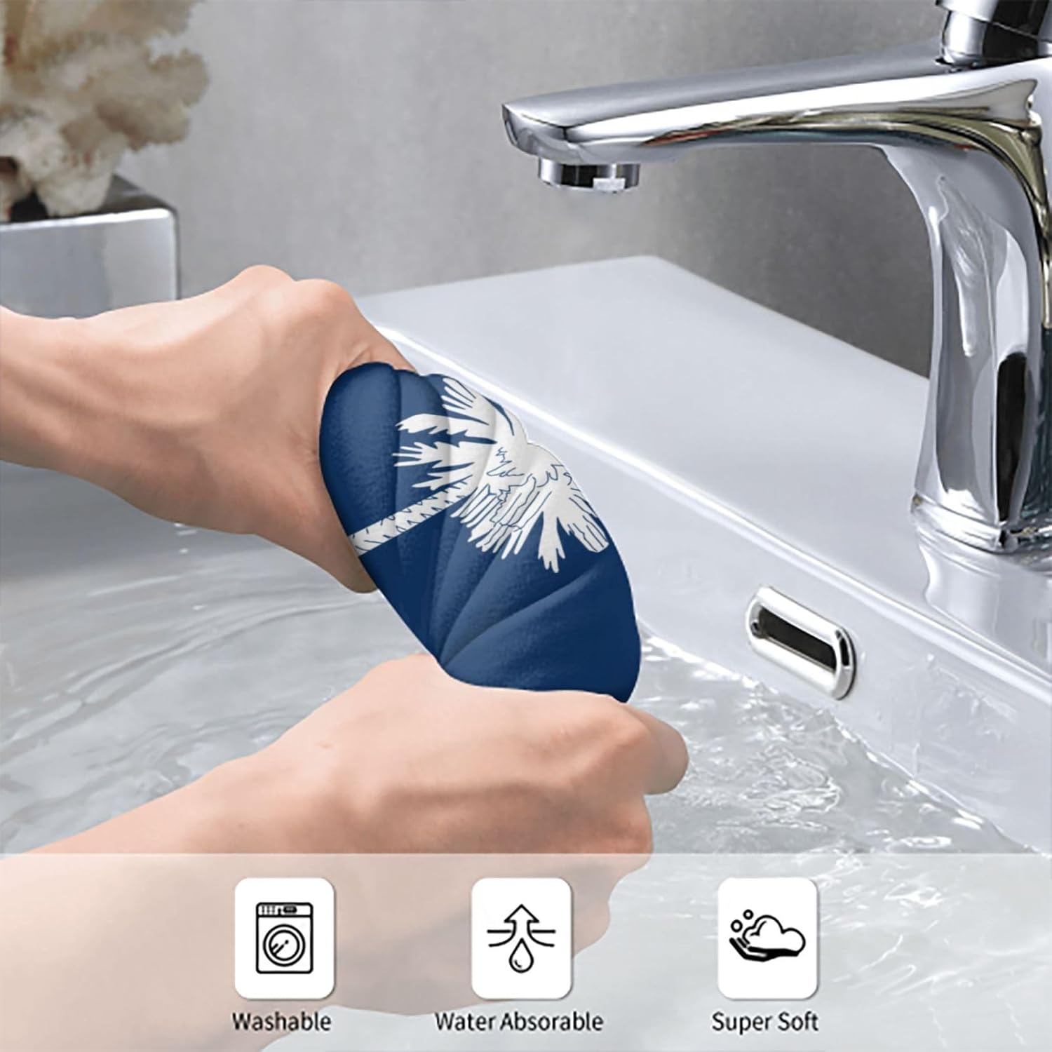 South Carolina Flag Print Hand Towels for Kitchen, Decorative Bathroom Towels Decor Farmhouse Cute for Men Women Gifts