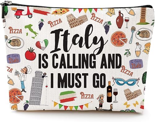 DJHUNG Bolsa de cosméticos de viaje Italia - Regalos temáticos de Italia para mujeres, amigos, hermana, regalos de despedida de soltera, viaje de