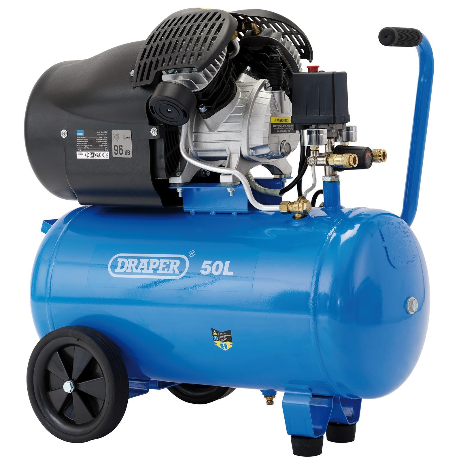 B&Q -  50L Direct Drive V-Twin Air Compressor 2.2Kw 3Hp Workshop Site Use