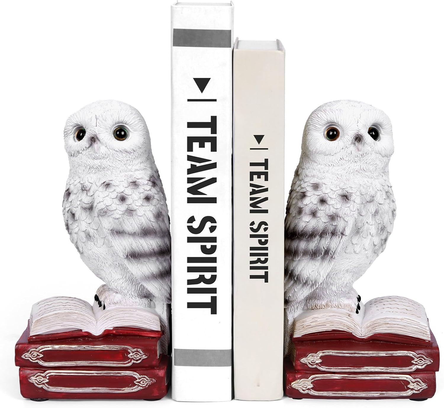Decorative Bookends for Shelves - Cute Owl Home Decor Bookends for Heavy Books,Office & Home Decor Rooms (White)