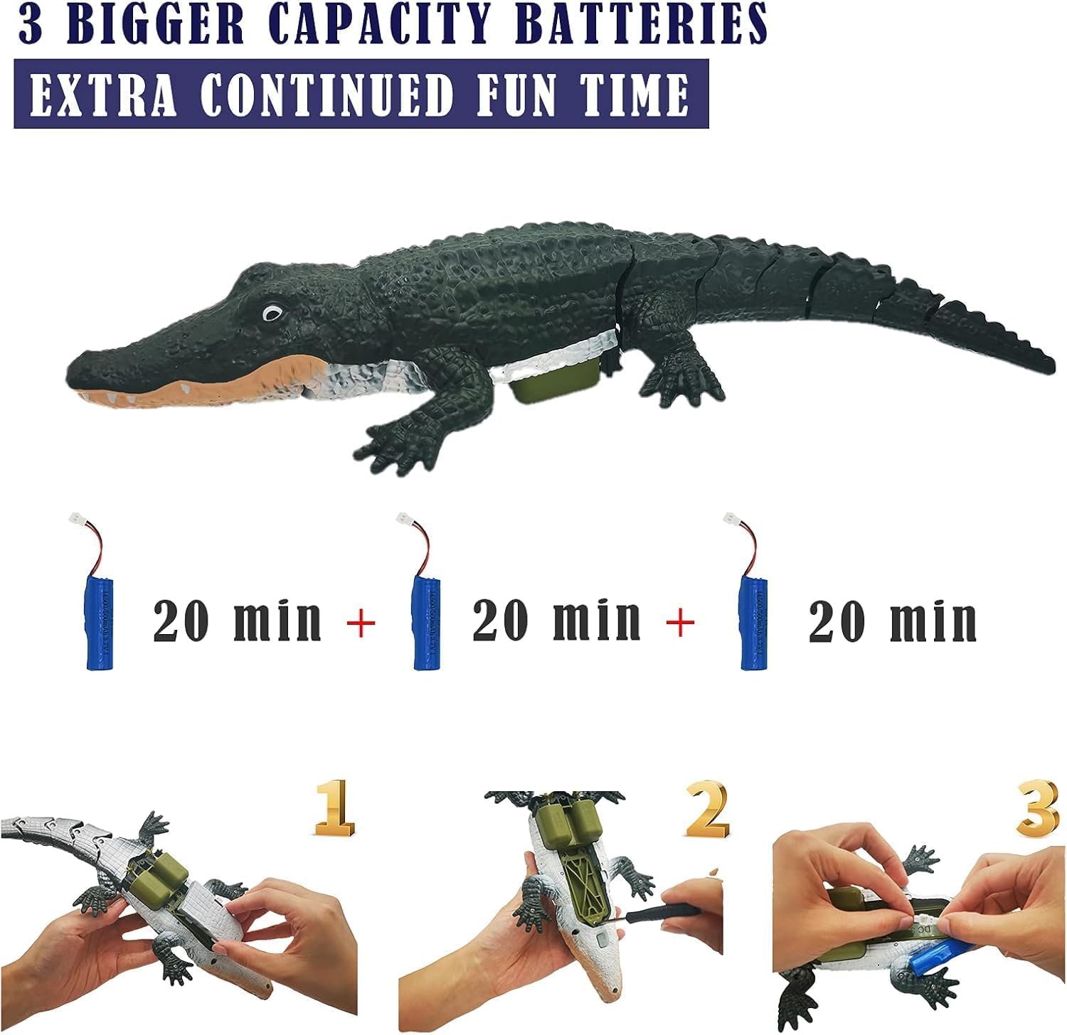 TIUDTOY 2.4G Remote Control Crocodile Toy Scale High Simulation Crocodile, Crocodile for Swimming Pool Bathroom Great Gift RC Boat Toys for 5+ Year Old Boys and Girls 4