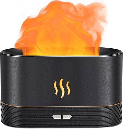 Flame Air Diffuser Humidifier,Upgraded Scent Diffuser for Essential Oils,Ultrasonic Aromatherapy,Fire Mist Humidi with 2 Brightness,Auto-Off