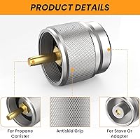 Vista 3 de 2 adaptadores de estufa de campamento, adaptador de recipiente de GLP, entrada de tanque de propano de 1 libra, EN417, adaptador de salida