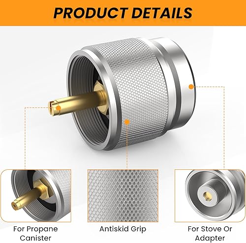 Miniatura 3 de 2 adaptadores de estufa de campamento, adaptador de recipiente de GLP, entrada de tanque de propano de 1 libra, EN417, adaptador de salida