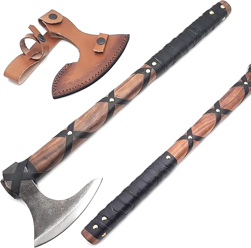 Miniatura 9 de Ancilla Hacha vikinga Prop - Ragnar barbudo Lothbrok Axe para cosplay vikingo, Halloween, caza y campamento
