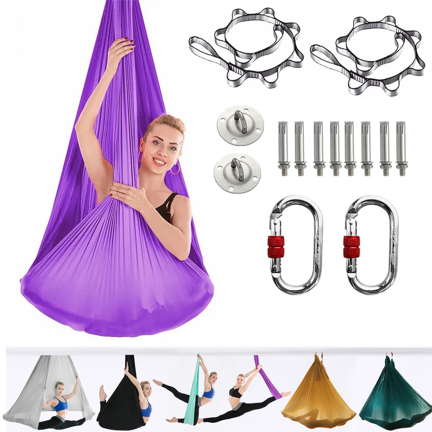 Yoga Set per Adulti, Accessori per Yoga, Carico 500 kg, Incluso Hardware di Installazione Completo