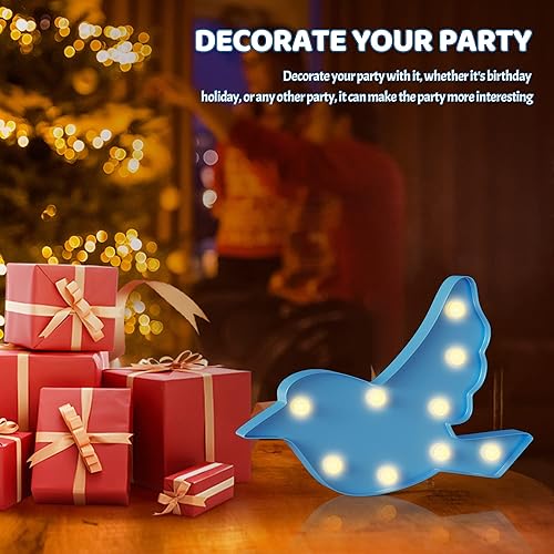 Miniatura 5 de Decoración de pájaro azul, luz nocturna de pájaros alimentada por batería para niños, decoraciones de fiesta rosa, luz nocturna de bebé para