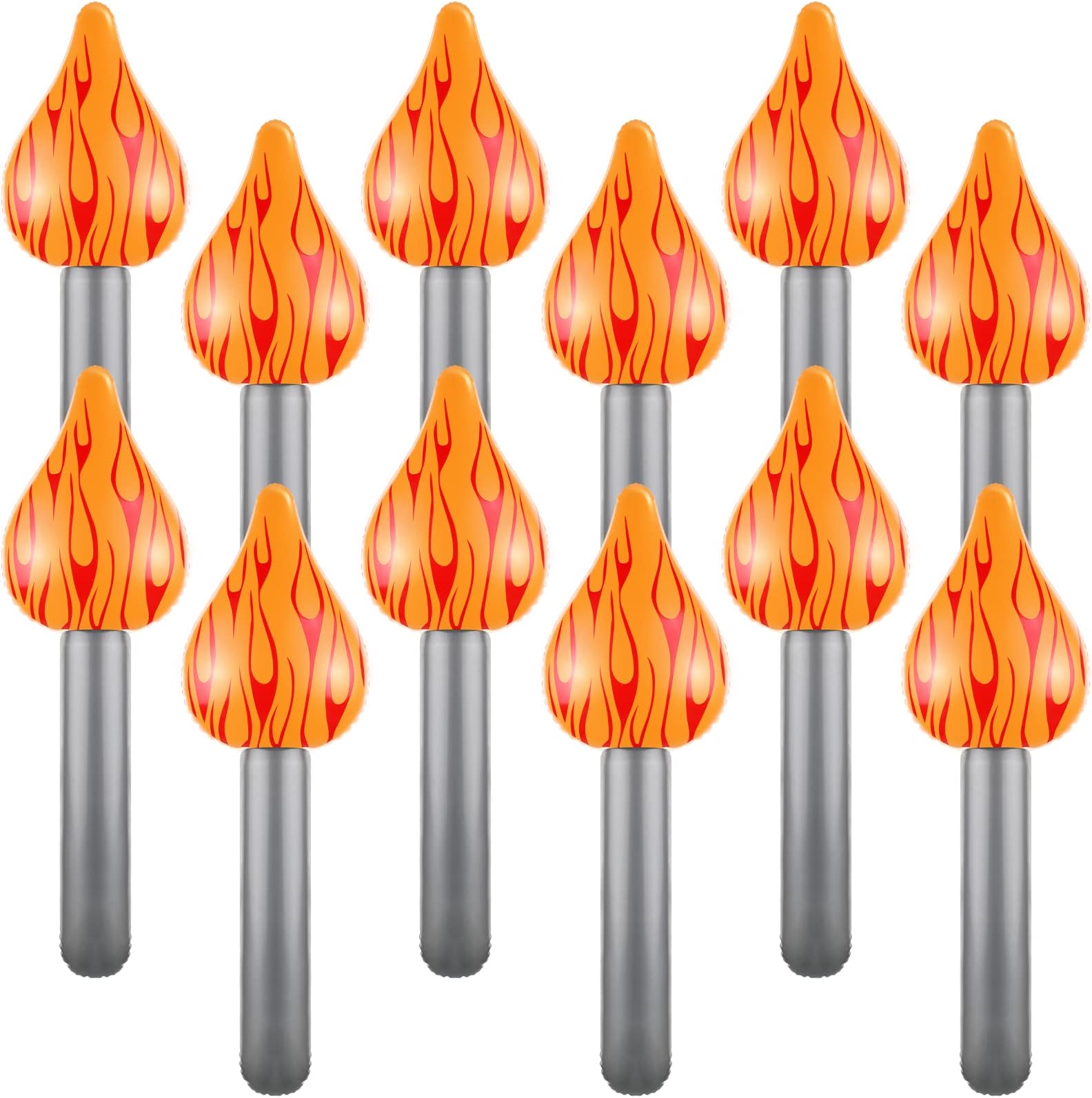 12 Pcs Inflatable Torch Fun Torch Inflates for Olympic Games Fake Olympic Torch Plastic Olympic Decorations for Medieval Luau Themed Party Sports Competitions Stage Performance Props, 16 Inches