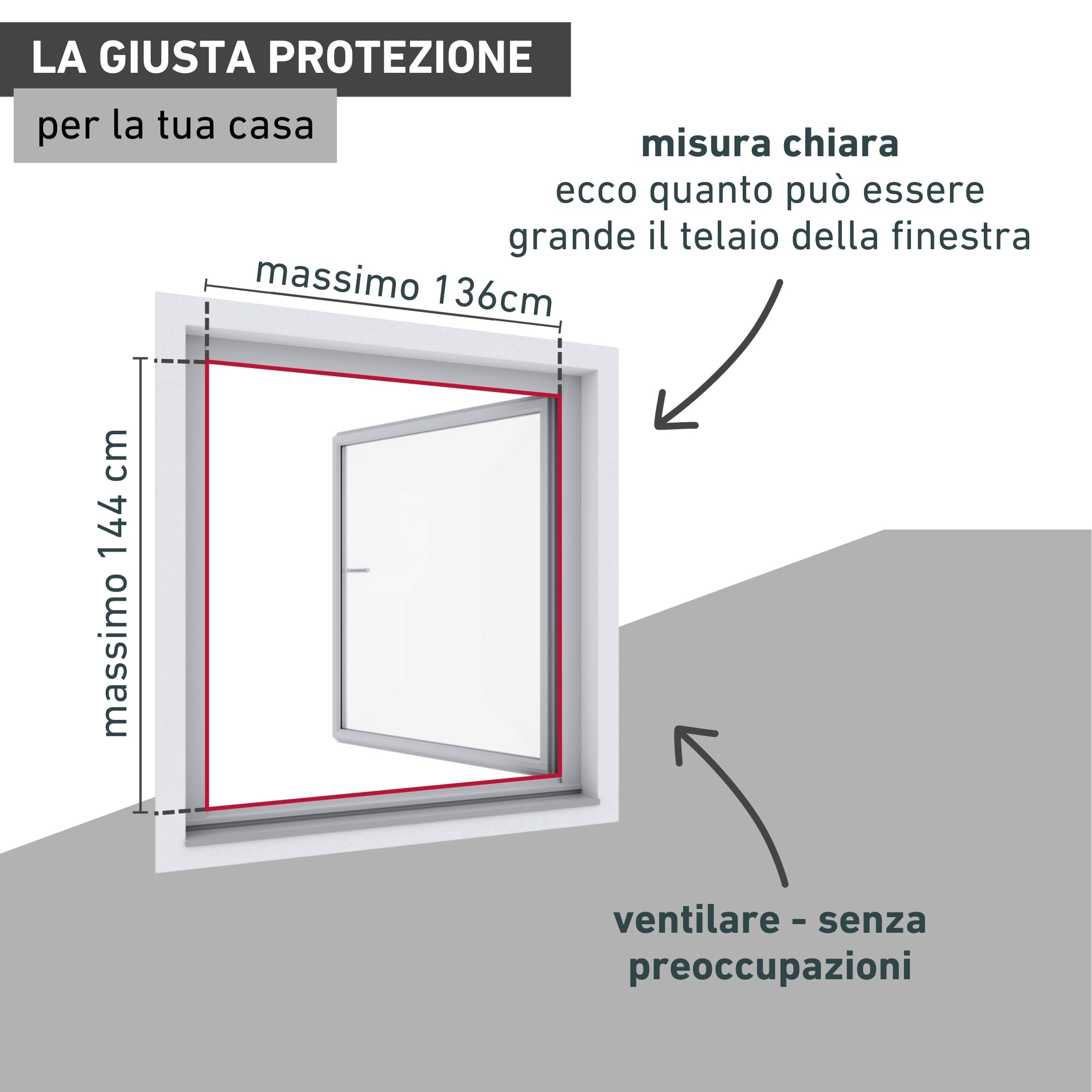 Windhager Zanzariera e Protezione Solare per Finestra, con Telaio in Alluminio, 140 x 150 cm, Colore Bianco, 03286