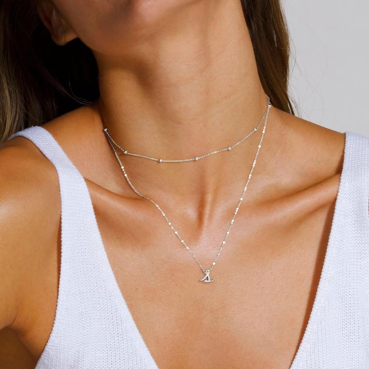 Yoosteel Layered Initial Necklaces for Women Teen Girls Letter A-Z Necklace image 2