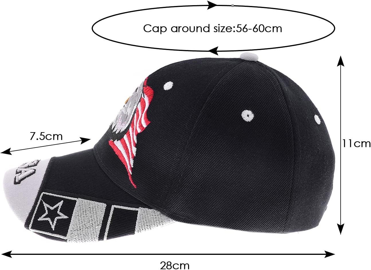 Anna-Kaci USA American Flag Patriotic Eagle Hawk Embossed 3D Adjustable Velcro Baseball Caps Hats - Image 6