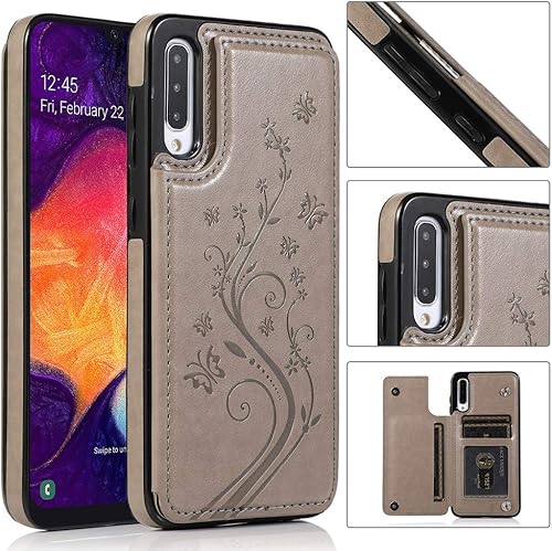 Miniatura 2 de Funda de teléfono para Samsung Galaxy A50 con protector de pantalla de vidrio templado y tarjetero con soporte para tarjetero, accesorios de cuero