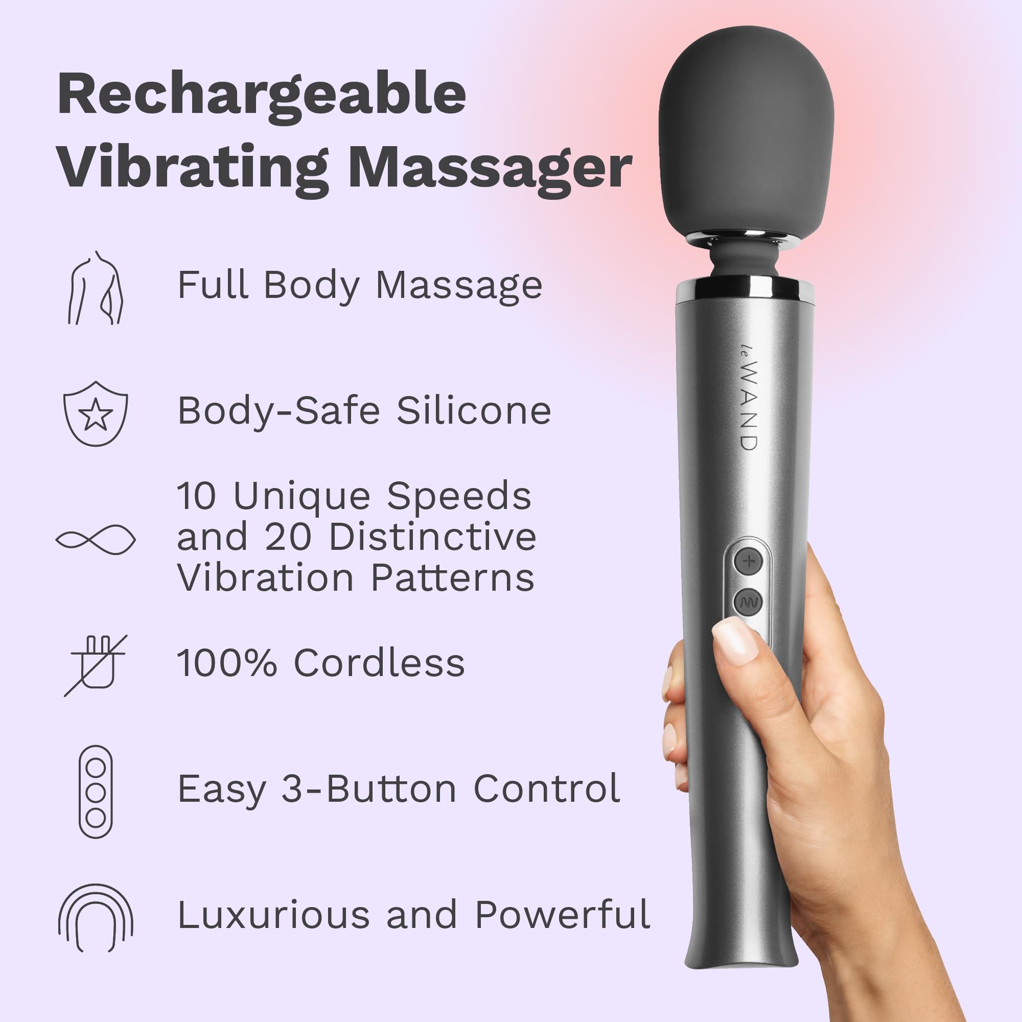 Amazon.com: Le Wand Sex Toys Rechargeable Wand Massager for Women, 10 Speed  Strong Vibrations with 20 Patterns, Powerful Clitoris Vibrator, Womens  Adult Toy – Grey : Health & Household