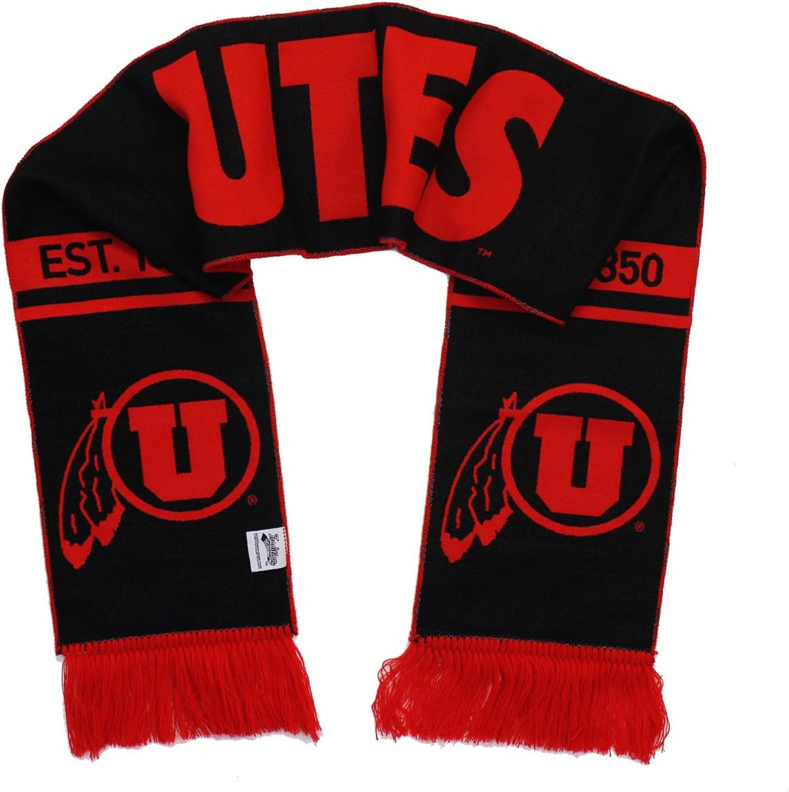 Tradition Scarves Utah Utes Scarf - Alternate Black and Red Reversible Woven