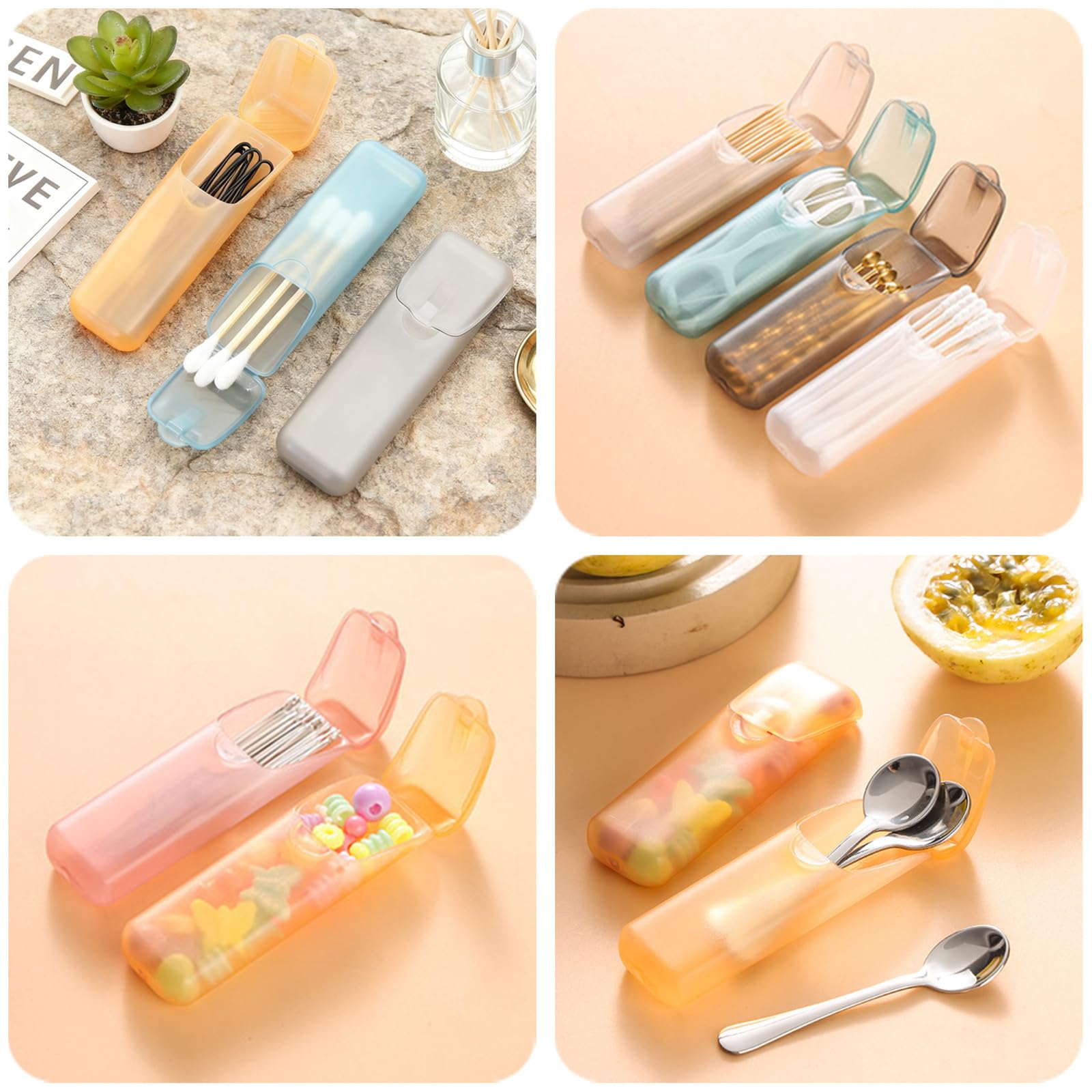 MANJIAMEI 6 Pièces Mini Porte-Cure-Dents Translucide Portable Format de Poche Distributeur à Fil Dentaire Multifonction
