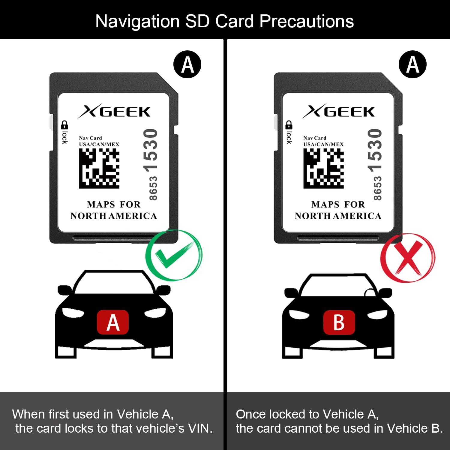 XGEEK 2025 Updated GPS Navigation SD Card, Map Version 8653 1530, Compatible with GM Chevrolet GMC Cadillac Buick, North America (USA, Canada, Mexico) Maps 9