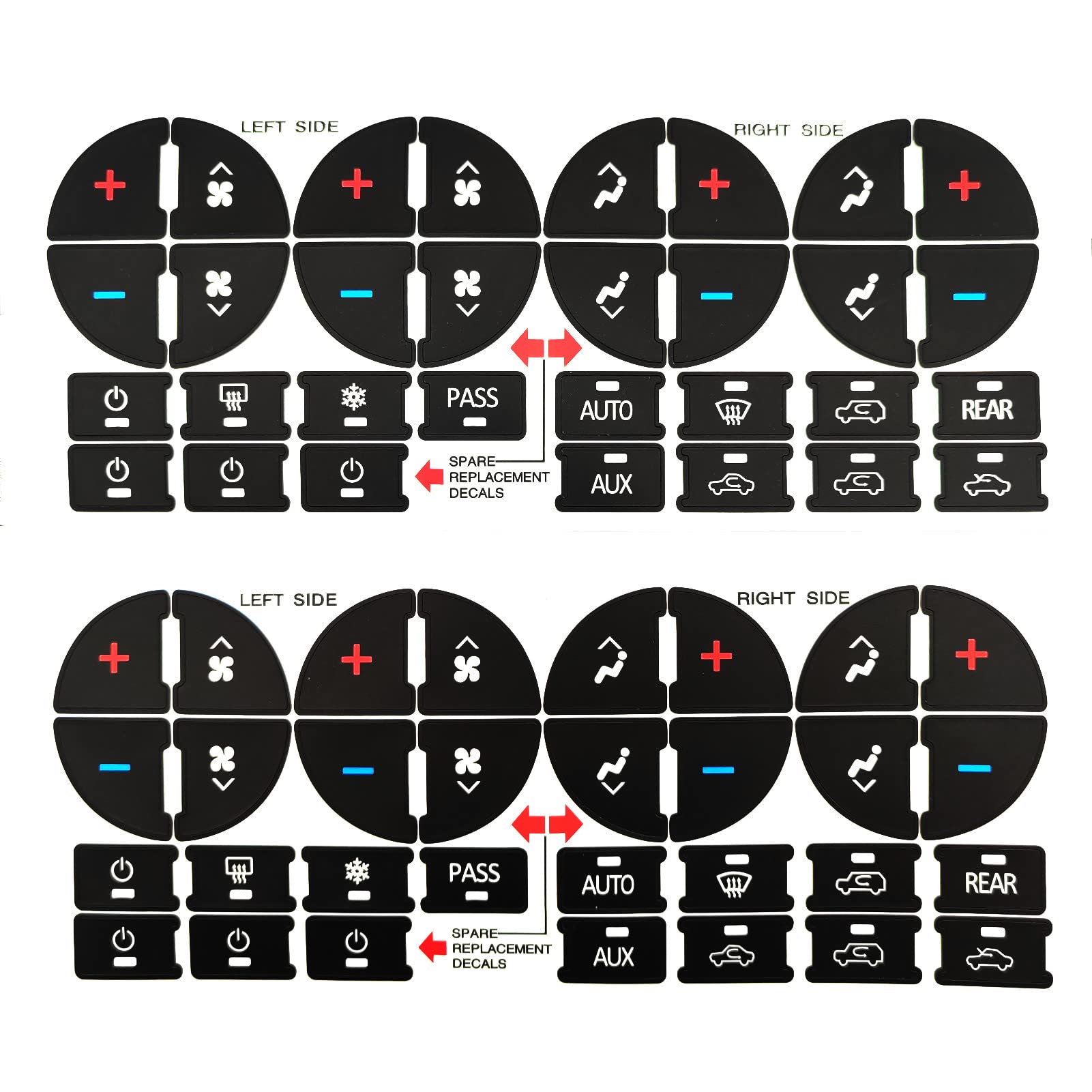 AtticZone AC Dash Button Repair Kit Stickers Decals Compatible with GM GMC Yukon Acadia Sierra, Chevrolet Silverado Tahoe Suburban 2006-2014, 2Pcs (AC31 x2)