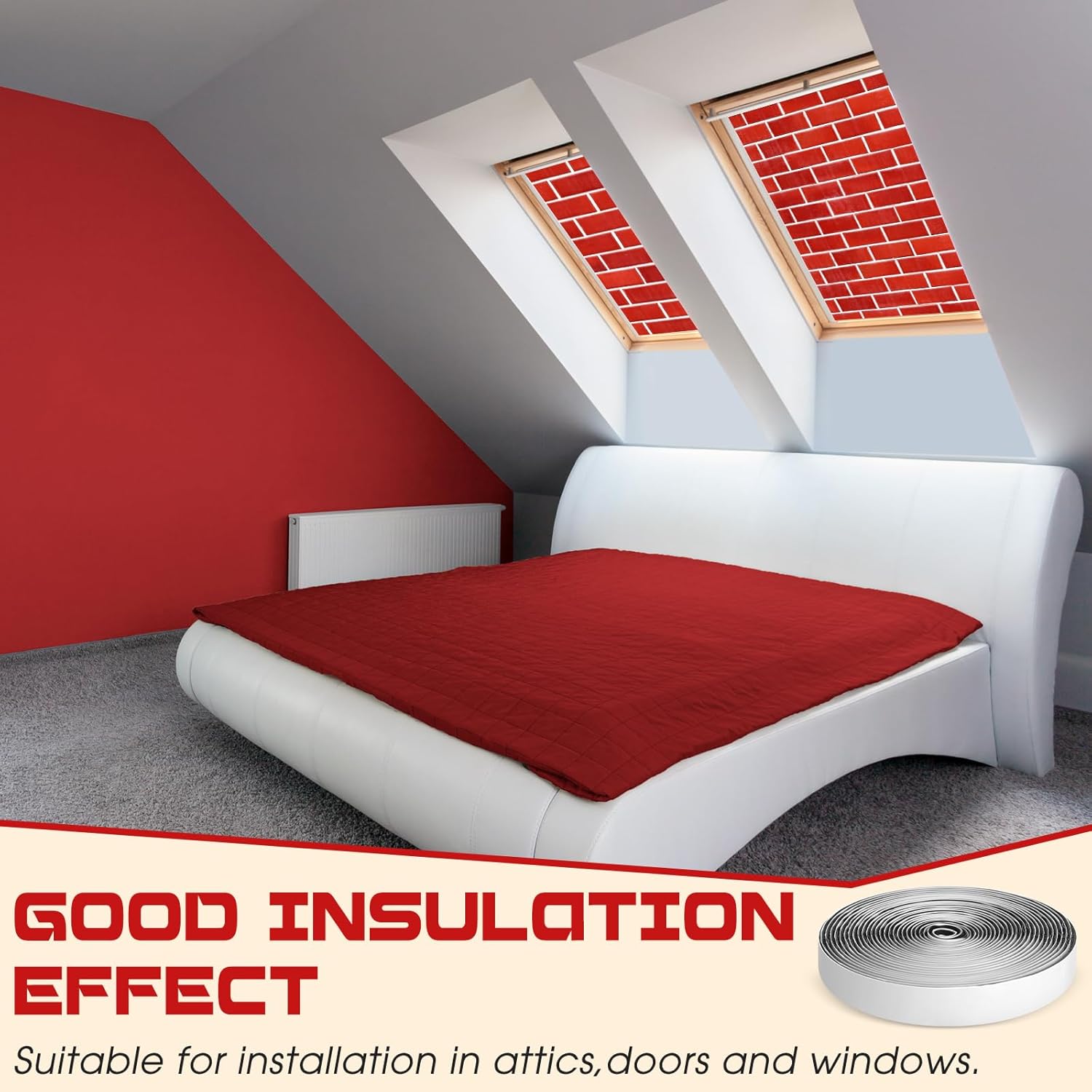 Pangda Christmas Attic Armour Attic Fan Cover 50.79 x 50.79 Inch Red Brick Insulation Cover with Hook and Loop for Ceiling Shutter Door Whole House