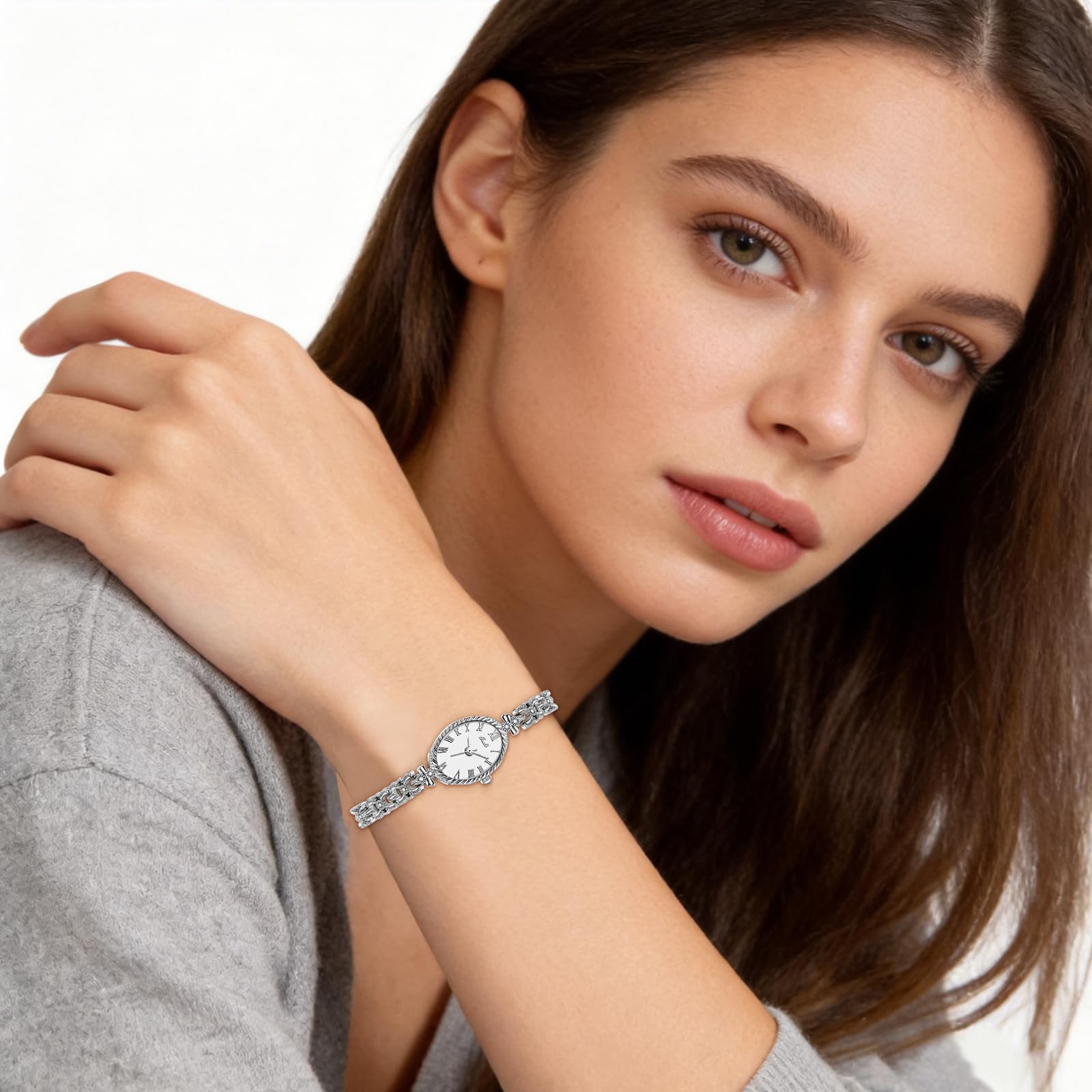 eYotto Zierliche Uhren für Damen, zierliche, ovale Armbanduhr mit schmalen Diamanten, leicht ablesbar, kleine analoge Quarzuhr, wasserabweisend, verstellbares Armband, Armbanduhr für Mutter und Frau
