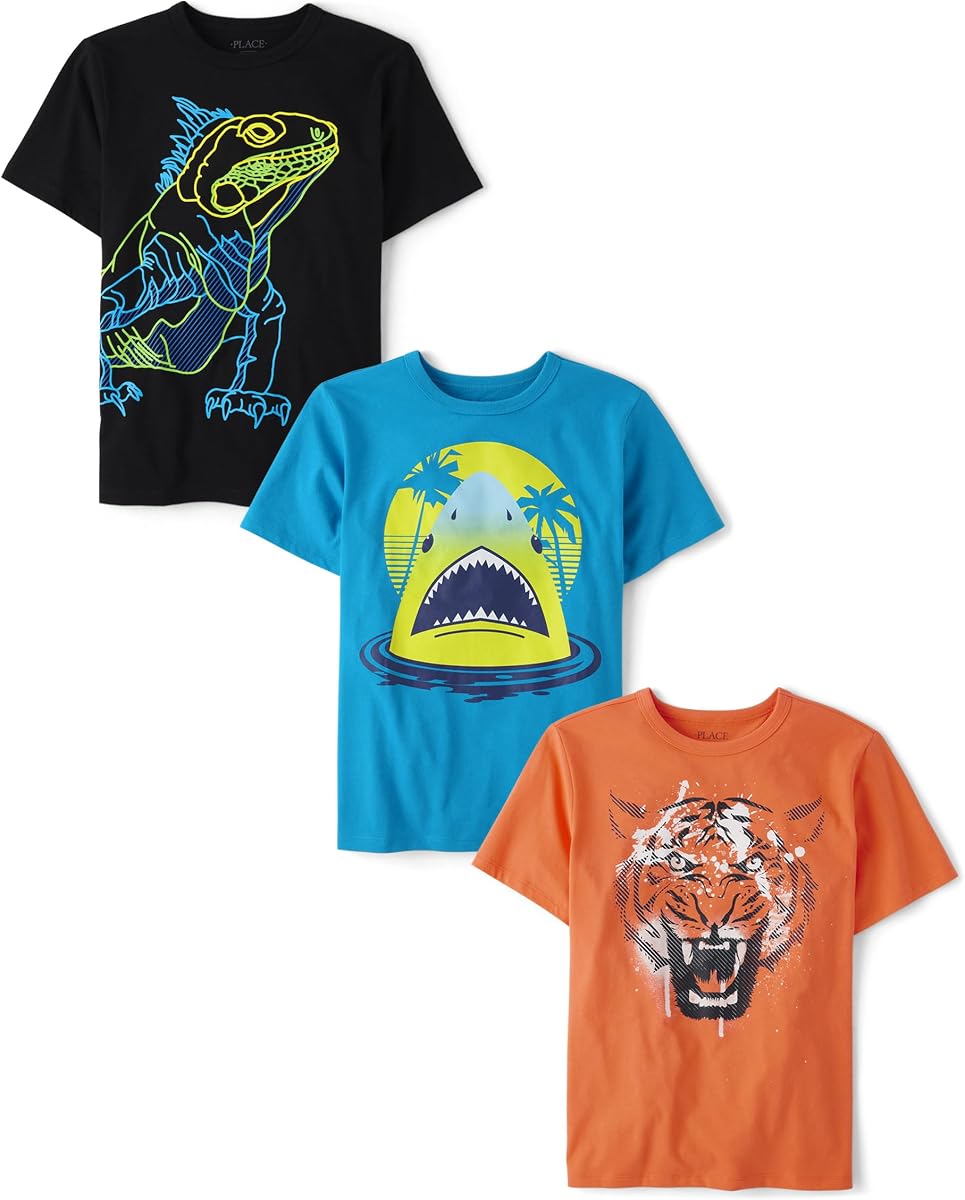 Camisetas gráficas de manga corta para vehículos para niños, paquetes múltiples