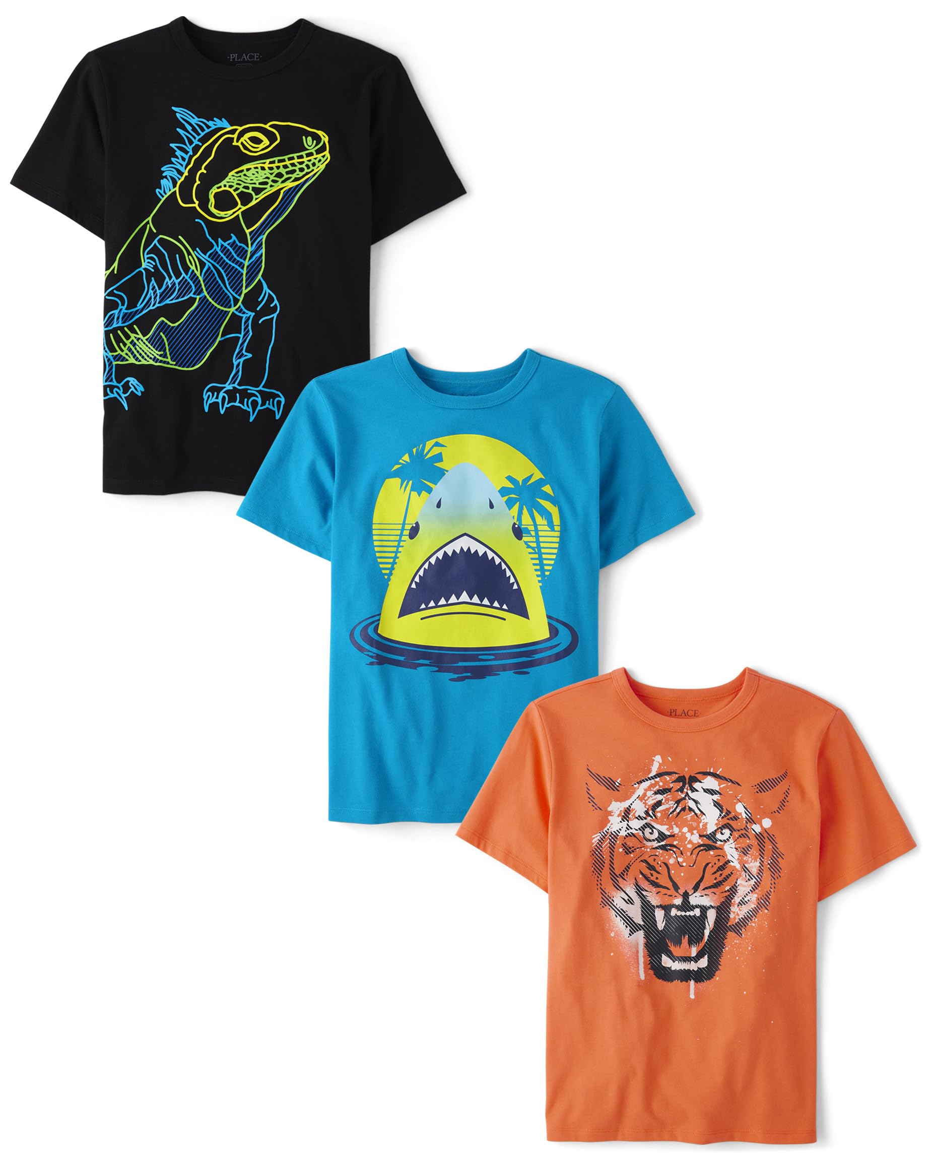 Boys Animals,Cars Short Sleeve Graphic T-Shirts,3 Pack