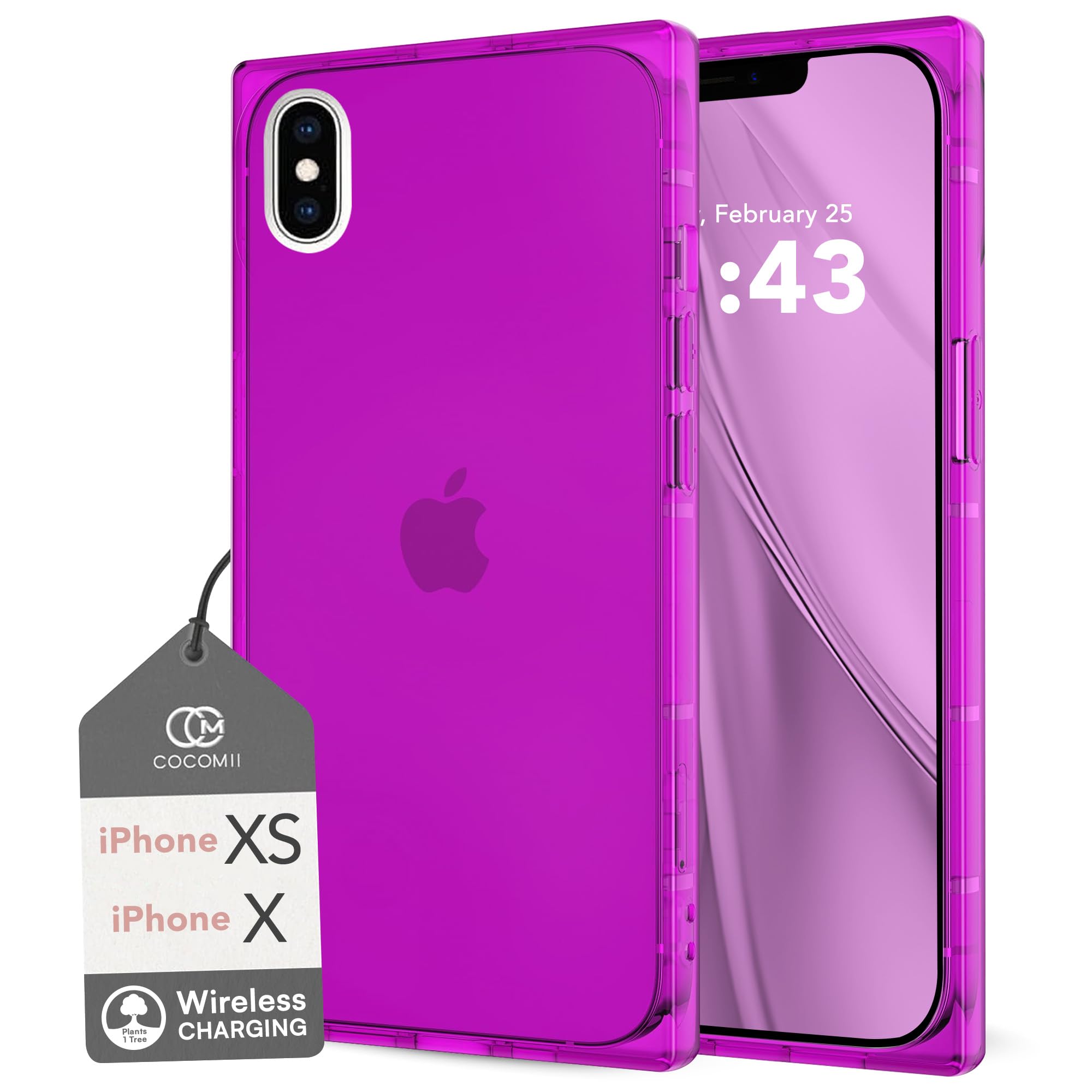 Cocomii Square Clear iPhone XS Case (Neon Pink)