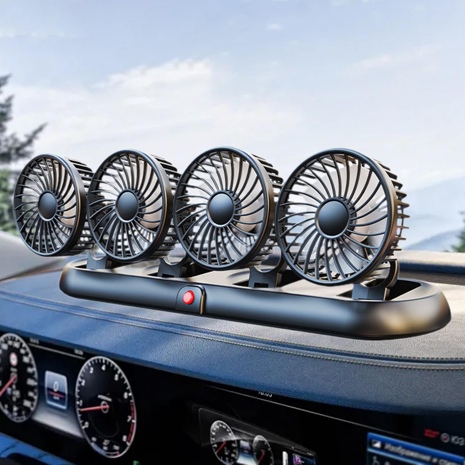 Ventilador de Refrigeración para Coche USB de 4 Cabezales Y 5 V, Plegable, Portátil, con 3 Velocidades Ajustables Y Rotación de 360°, Ideal para