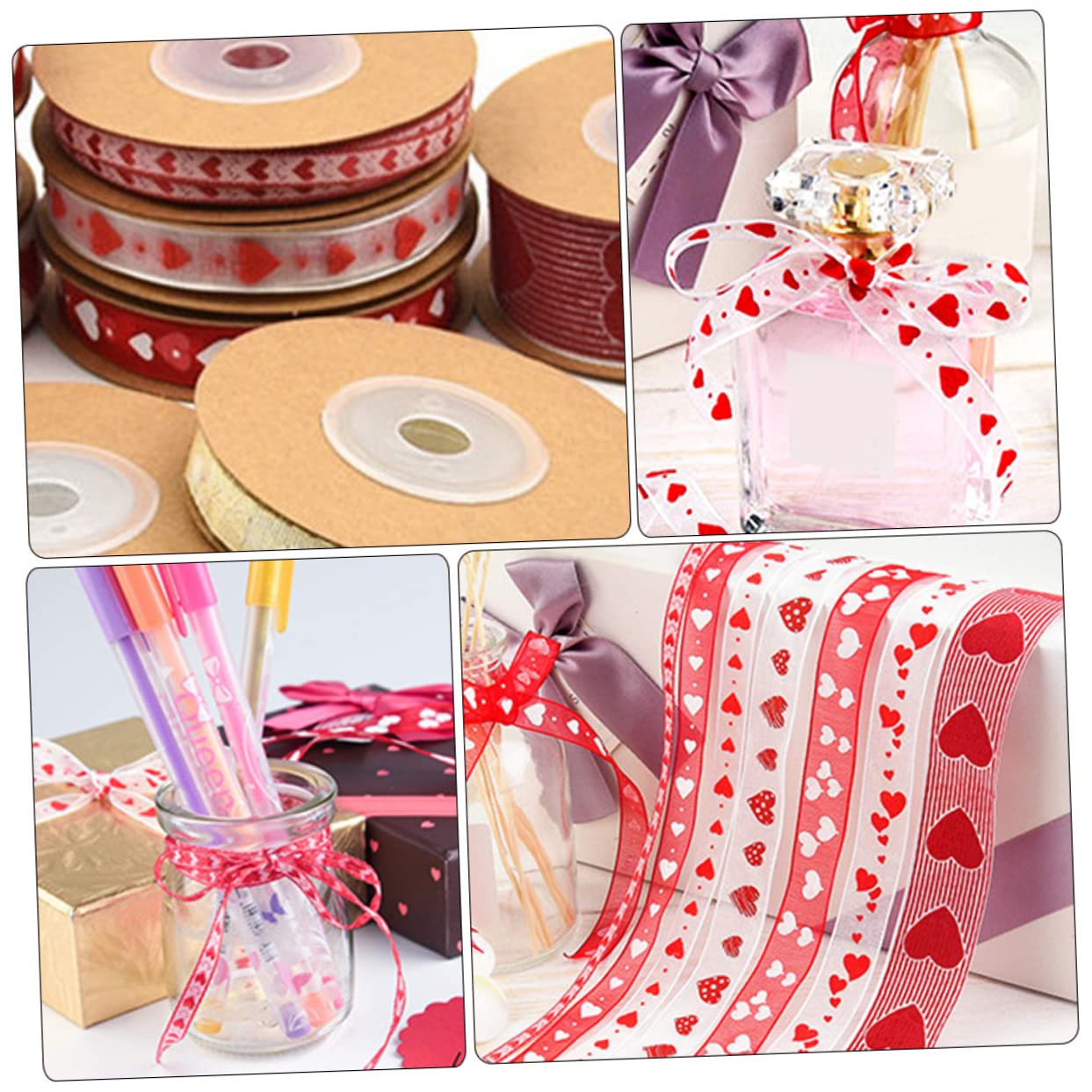 NUOBESTY 9rollen Valentinstag Herzband Liebe Herzmuster Dekoratives Geschenkband Teiliges Für Party Und Hochzeitsdekoration Hochwertiges Und Langlebig