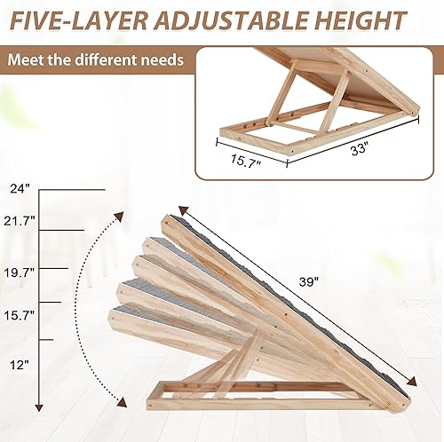 Miniatura 2 de 5 rampas portátiles ajustables para perros, para cochecamas altassofá, rampa antideslizante para mascotas, rampa plegable para gatos con panel más