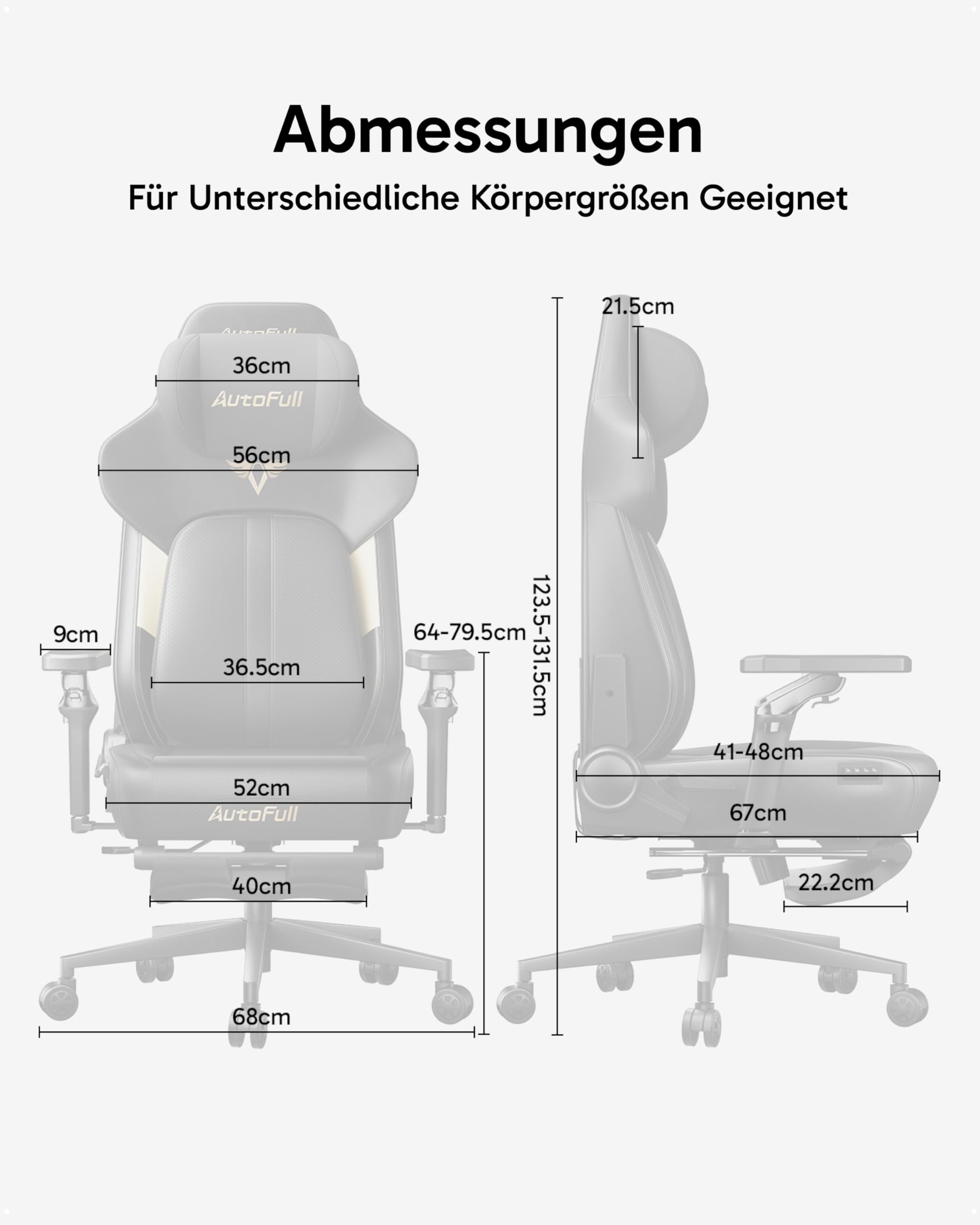 AutoFull M6 Ultra 2.0 Gaming Stuhl mit Massage, Schwarz | Heizung & Kühlung, adaptive Lordosenstütze, Fußstütze, 3D Kopfstütze, 360° Armlehnen, belastbar bis 150 kg