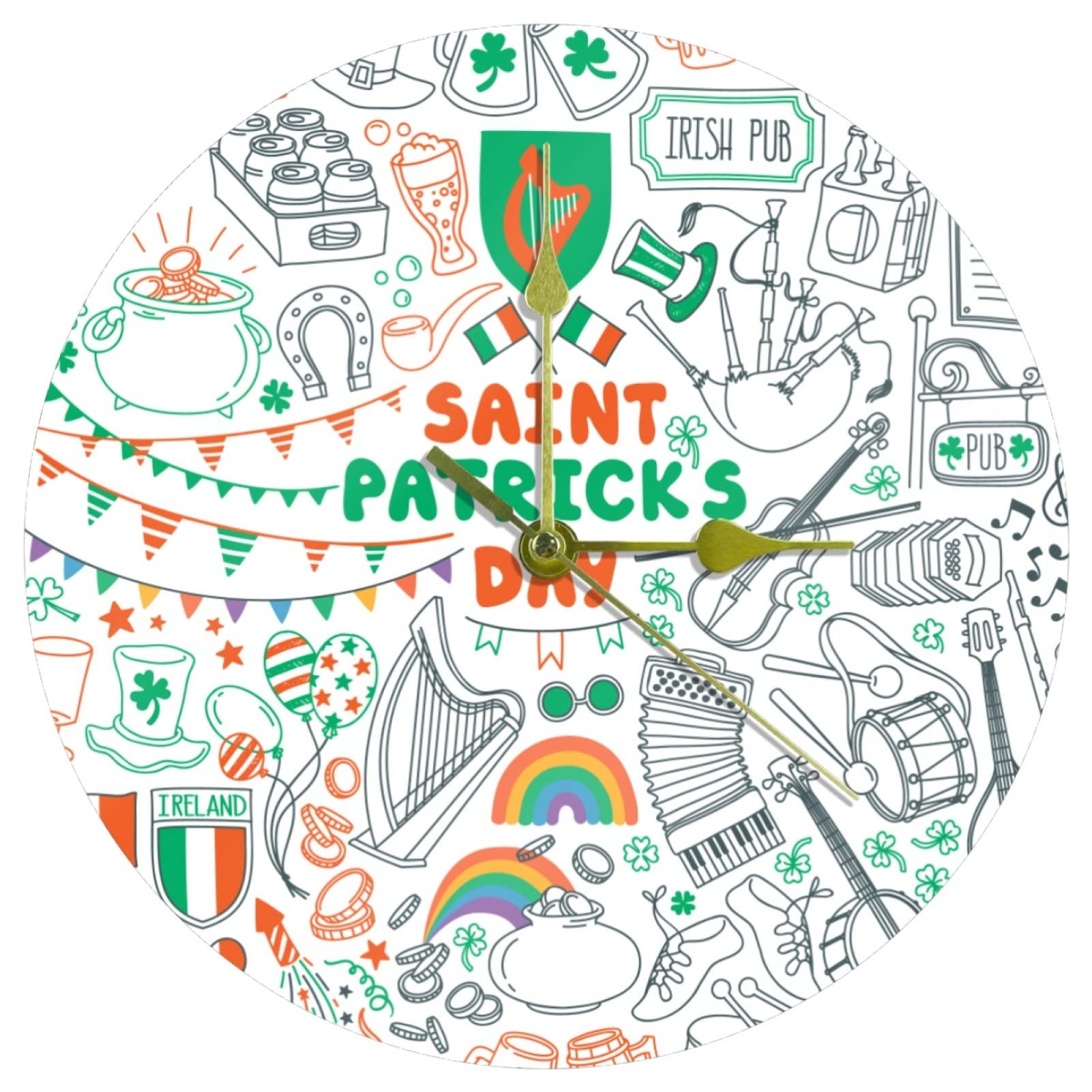 Horloge murale Happy St. Patrick pour décorer le salon et bureau