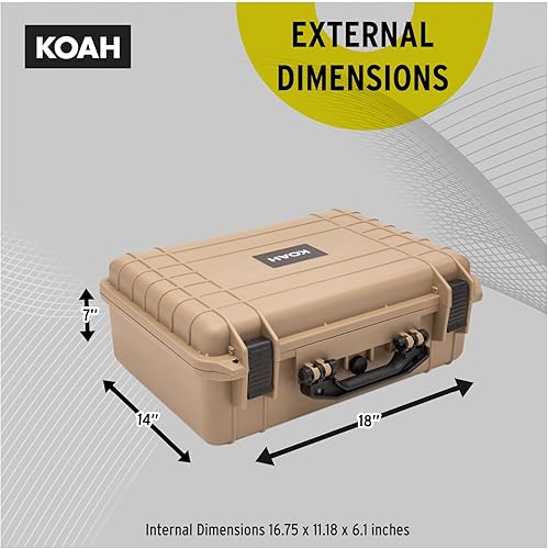 Miniatura 6 de Koah Funda rígida resistente a la intemperie con espuma personalizable, resistente a los impactos, ideal para cámaras, drones, dispositivos