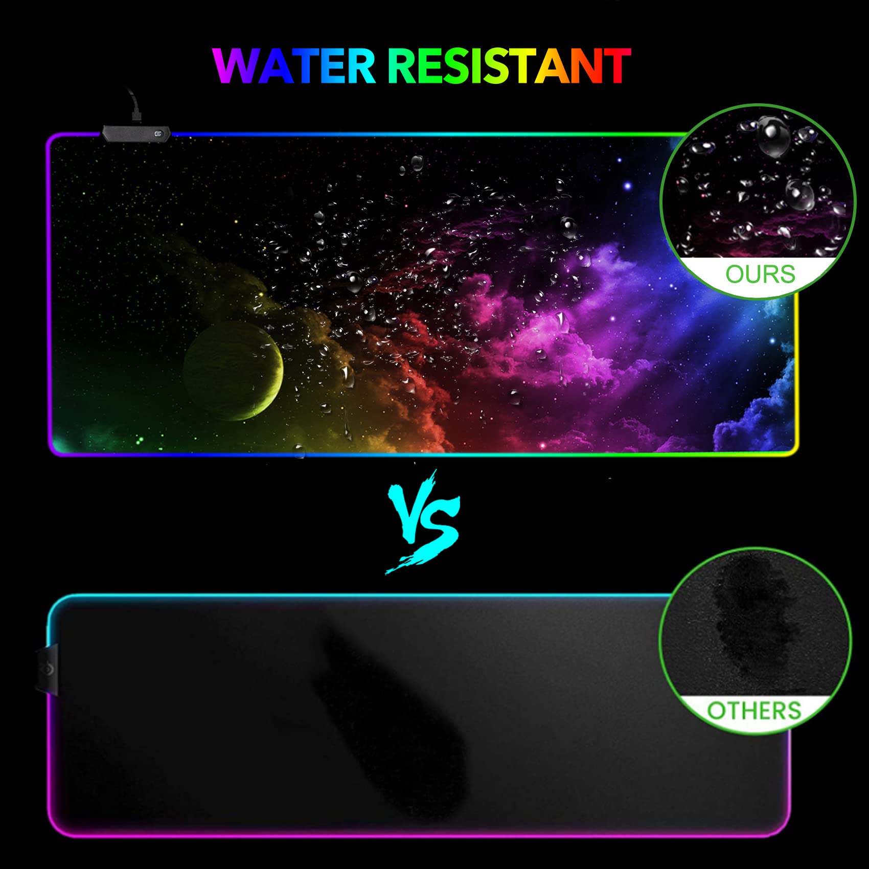AIMSA Grande tappetino per mouse da gioco RGB, tappetino per mouse con tastiera LED esteso 89,9 x 40,1 cm, base in gomma antiscivolo con 14 modalità di illuminazione, grande tappetino da scrivania