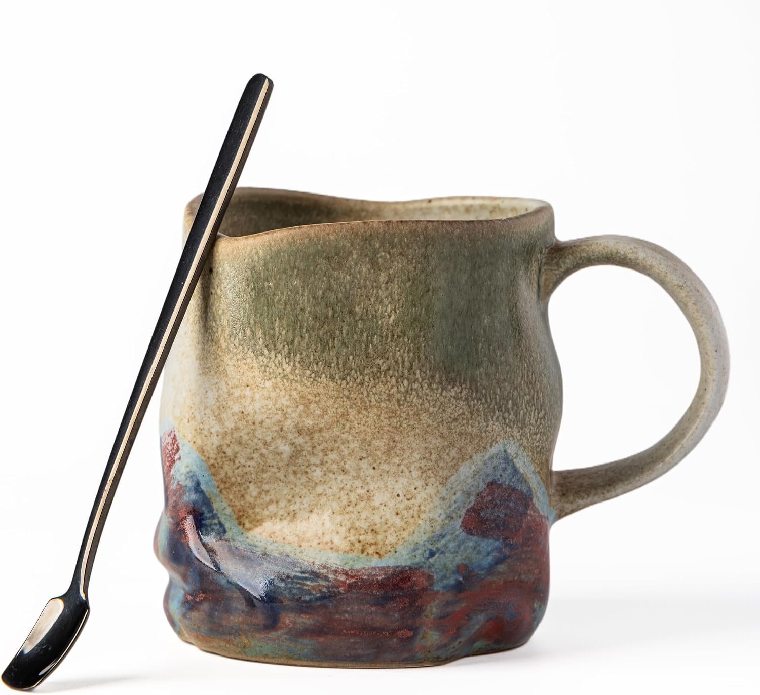 11oz Hand-Painted Ceramic Espresso Cup, Small Mug (White)
