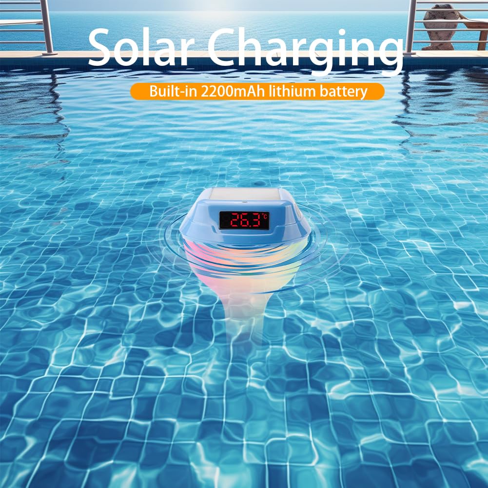Termometr do basenu solarnego z oświetleniem RGB i monitorem temperatury do spa i